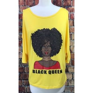 Black Queen Studded Afro Cold Shoulder Shirt BLM